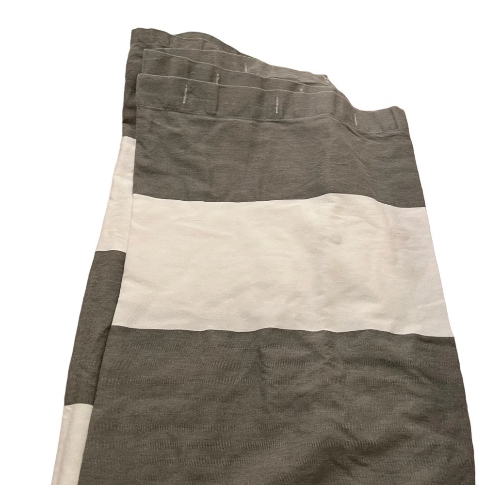 Kassatex Fine Linens Hampton Stripe Shower Curtain White Gray 100% Cotton